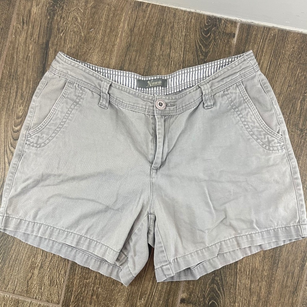 Natural‎ Reflections Women Gray Utility Cargo Shorts Size 6 Cotton Blend